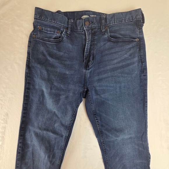 Old Navy Relaxed Slim Jeans Mens 34x32 Dark Wash Built-In Flex Tough Blue Denim - Picture 2 of 8